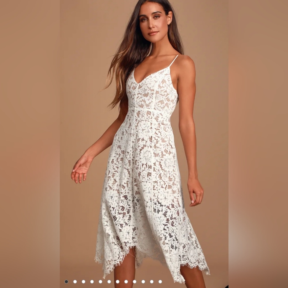 Lulus One Wish White Lace Midi Dress - Womens XL